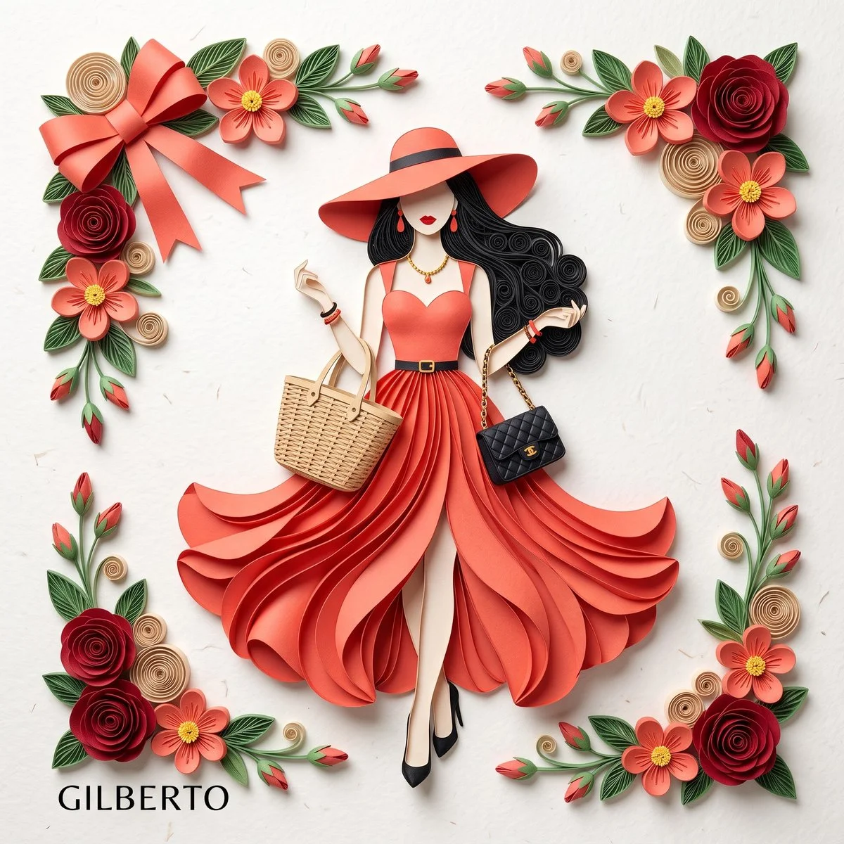3D Paper Quilling Fashion Illustration
